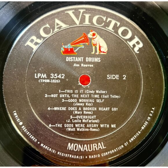 Jim Reeves Distant Drums Country Vinyl LP RCA Mono LPM-3542 - Picture 3 of 7